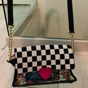 Betsey Johnson checkered leather crossbody bag